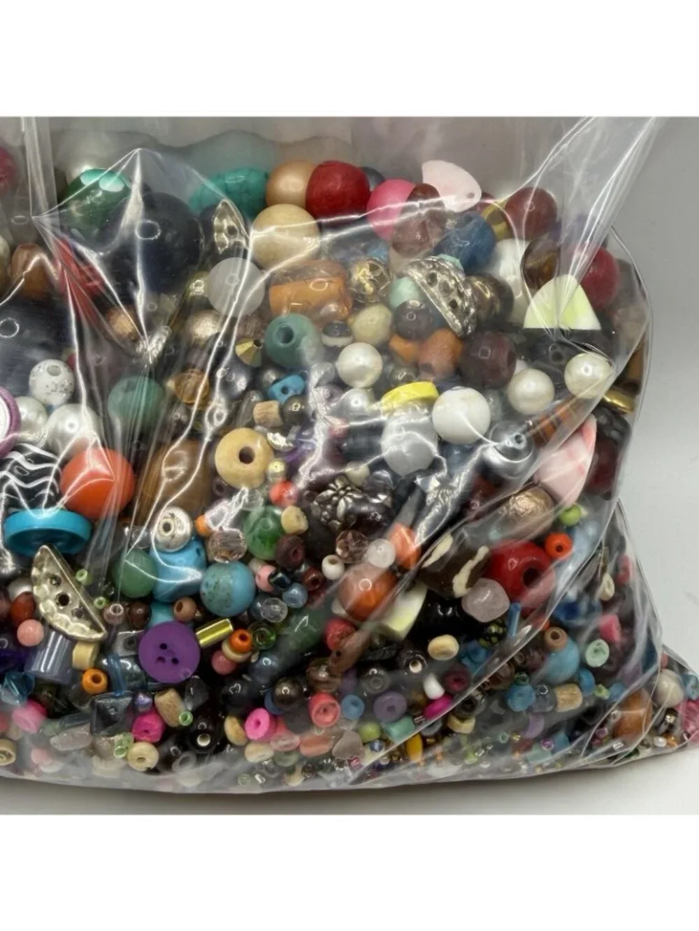 4lb Lot Of Mexed‎ Beads Glass, Metal, Plastic, Clay, Wood